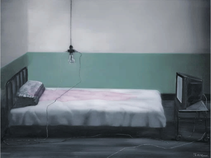 Zhang Xiaogang　Green Wall - White Bed　2008