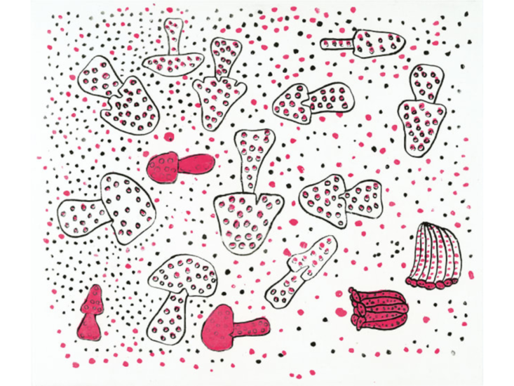 Yayoi Kusama　"MUSHROOMS TZXT"　2012