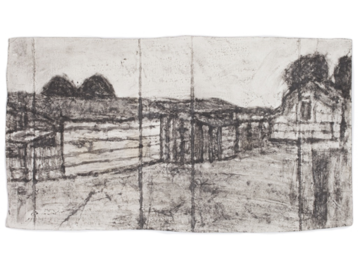 James Castle　Untitled (farmscape with outbuildings)　n.d.