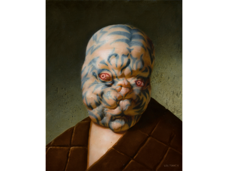 Christian Rex van Minnen　Portrait with Tiger Face Tattoo　2025