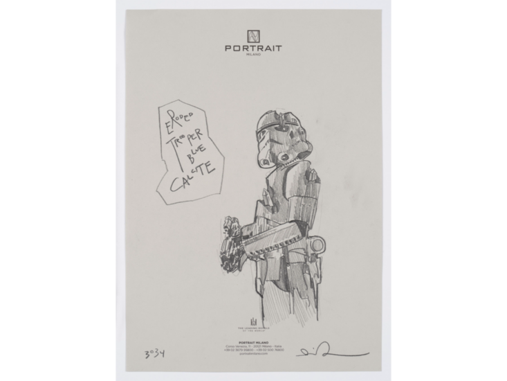 Daniel Arsham　Portrait Milano：Eroded Trooper, Blue Calcite,　2024