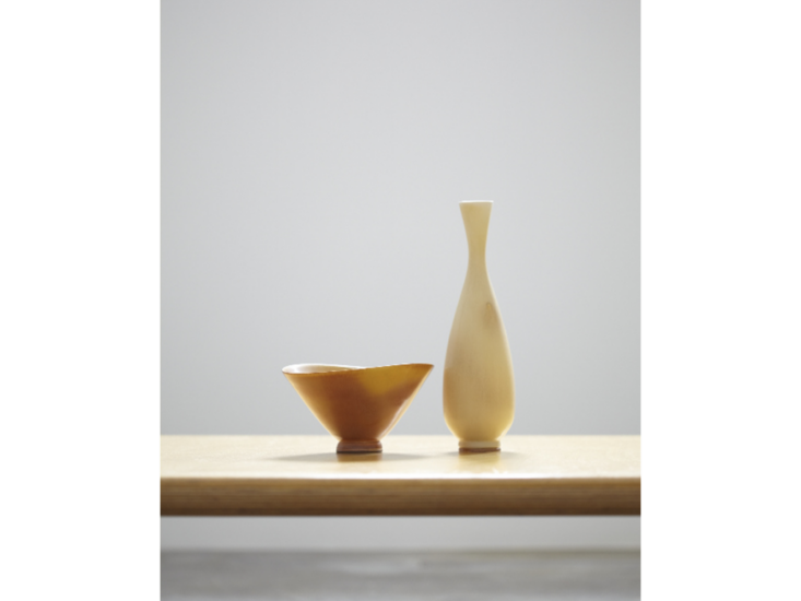 Berndt Friberg　茜釉碗　1952 ／ クリーム釉花器　1960